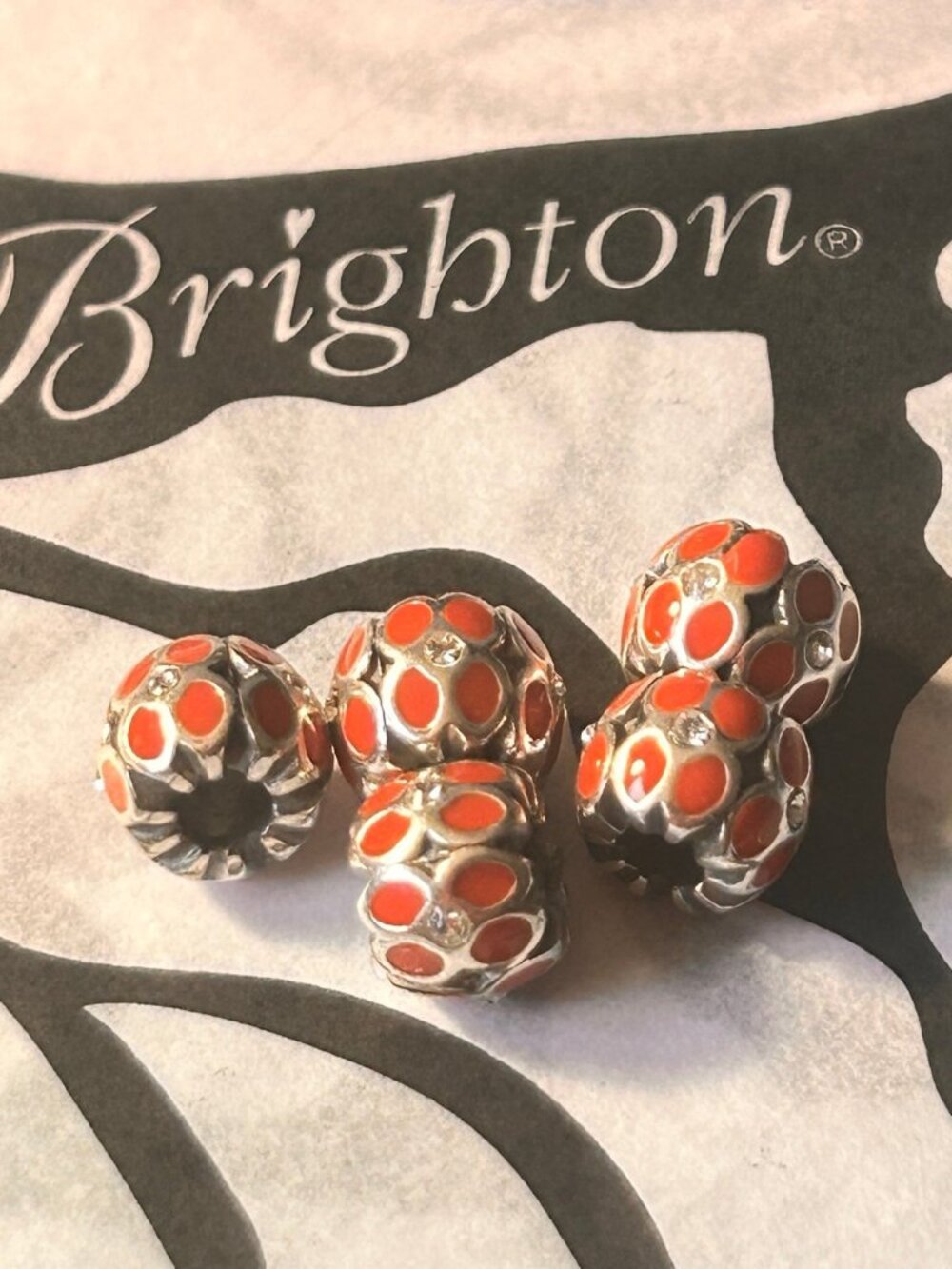 Brighton lot of 5  MINI ring of Flowers Mini Beads  LOT of 5  RED